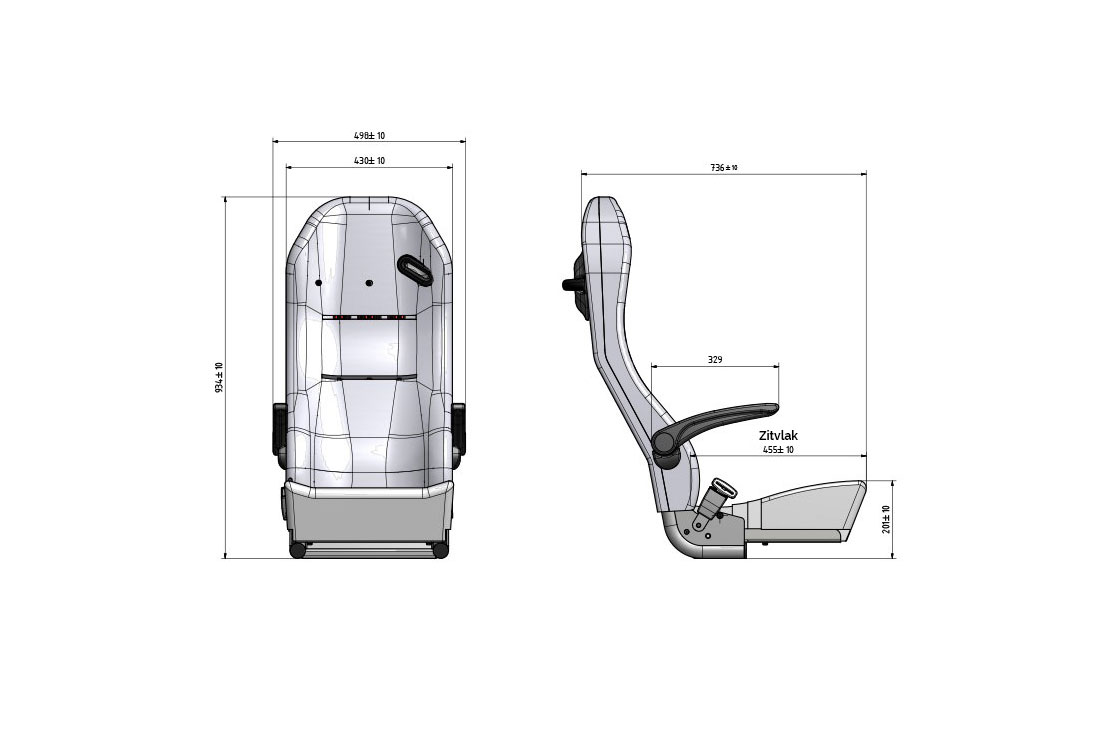 technische tekening camperstoel nomad linea